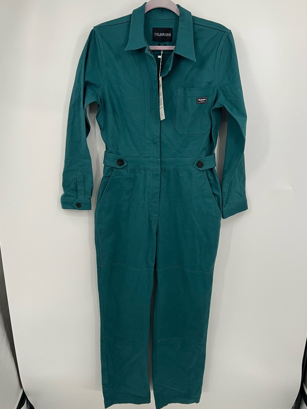 Wildfang the Essential Teal Utility Long Sleeve Jumpsuit Coveralls - Picture 2 of 16